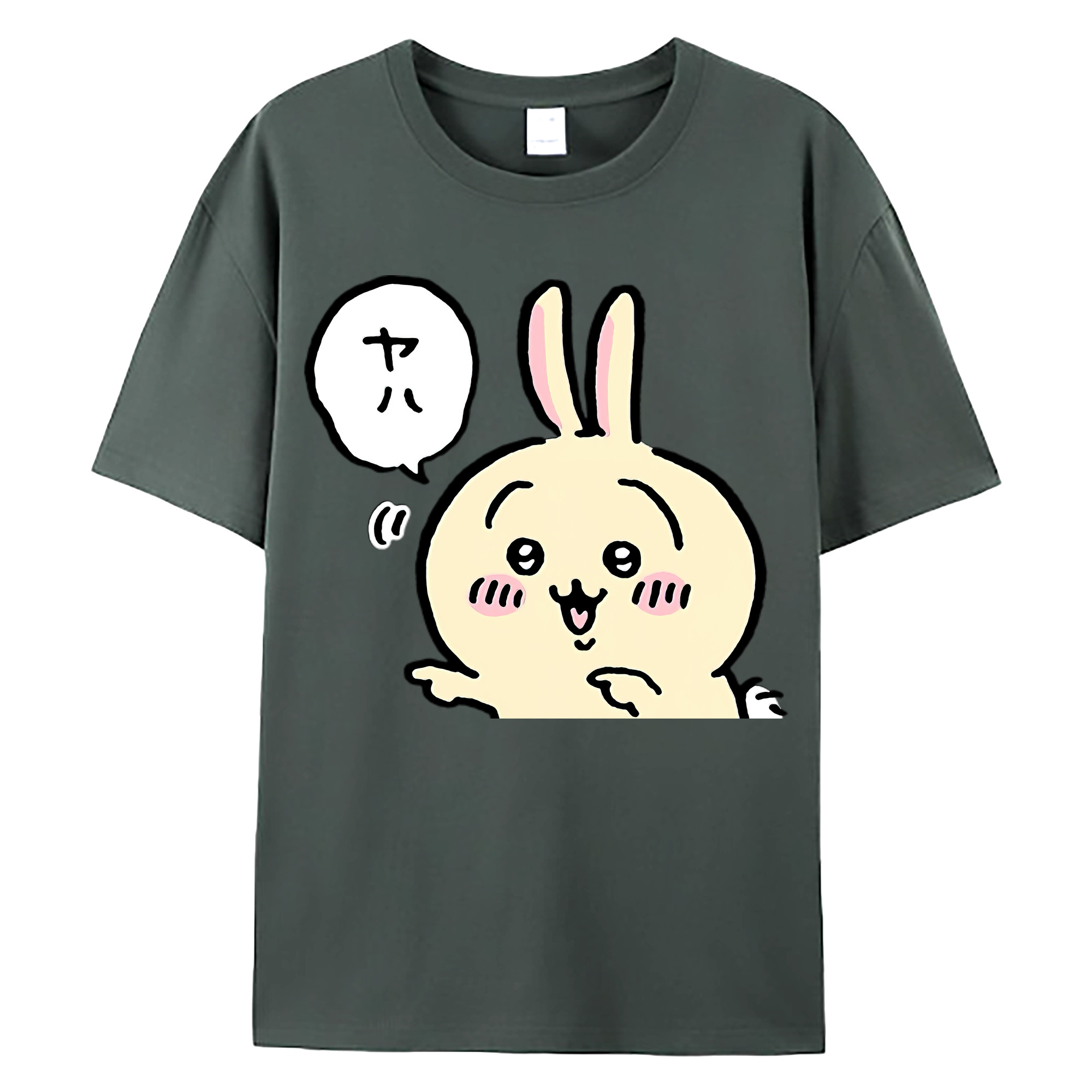 （画像用） ちいかわ うさぎ Chii-kawa usagi 綿100％ メンズ半袖Tシャツ｜肌触りやわらか＆通気性